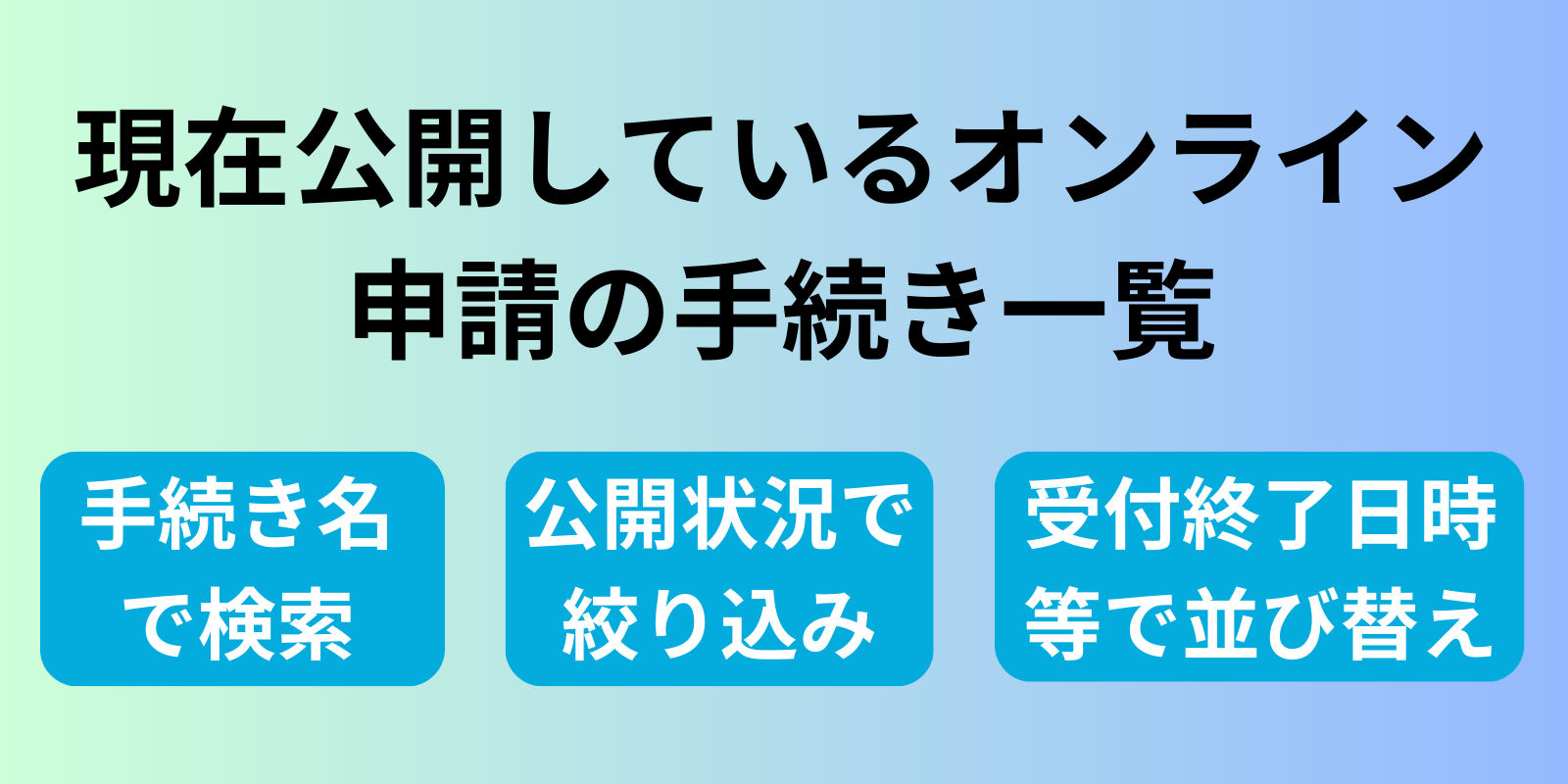 現在公開しているオンライン申請の手続き一覧